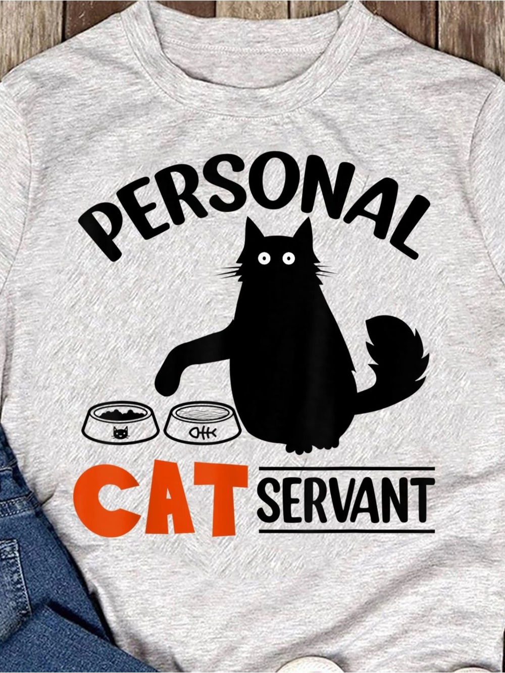 Personal Cat Servant Shirt, Funny Pet Owner Graphic Tee - Unisex